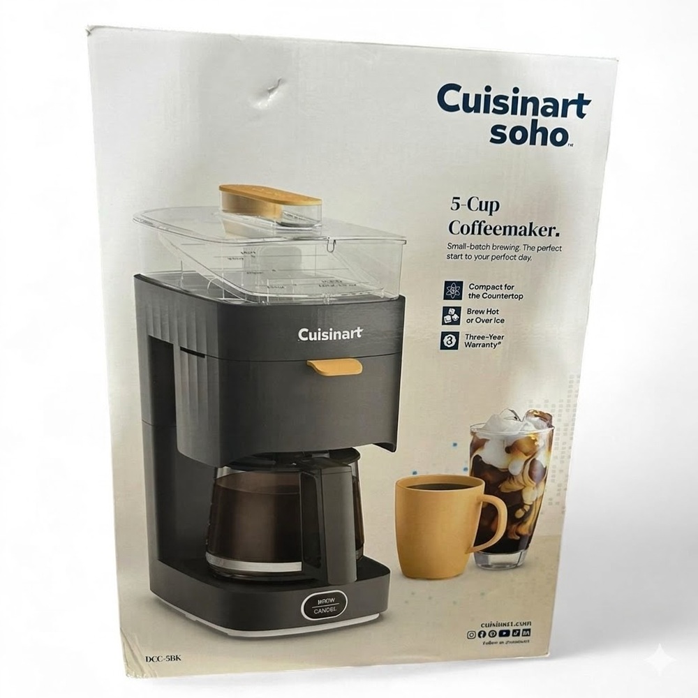Cuisinart Soho 5-Cup Coffee Maker in Black with Tan Accents